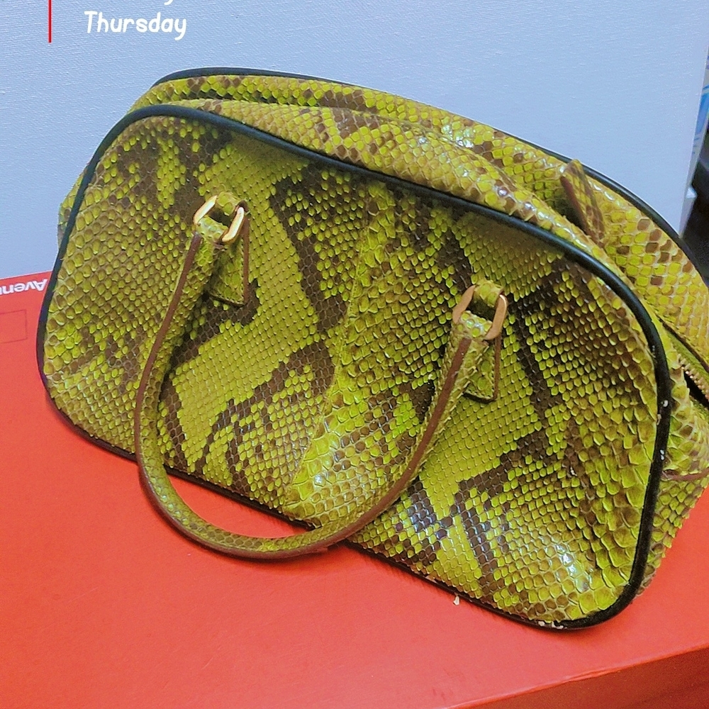 Prada Linea Rossa Yellow Snake Print Shoulder Bag